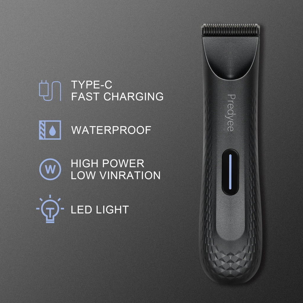 Electric Body & Hair Trimmer for Men Waterproof Groomer Black
